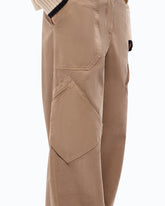 Gabardine cargo trousers with asymmetric pockets - Beige | Pinko