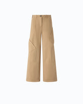 Gabardine cargo trousers with asymmetric pockets - Beige | Pinko