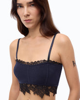 Bralette in Strick mit Spitze - Dunkelblau | Pinko