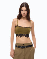 Bralette de punto con encaje - Verde | Pinko