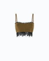 Bralette de punto con encaje - Verde | Pinko
