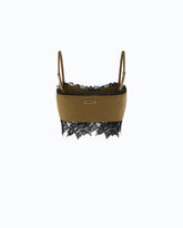Bralette de punto con encaje - Verde | Pinko