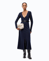 Midikleid aus Wolle mit Details aus Spitze - Dunkelblau | Pinko
