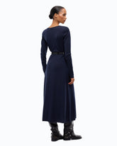 Midikleid aus Wolle mit Details aus Spitze - Dunkelblau | Pinko