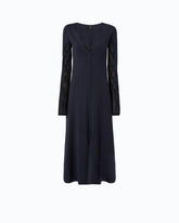 Midikleid aus Wolle mit Details aus Spitze - Dunkelblau | Pinko