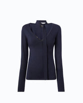 Pull en laine et dentelle avec foulard - Bleu foncé | Pinko