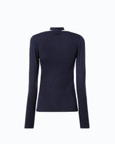 Pull en laine et dentelle avec foulard - Bleu foncé | Pinko