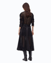 Gonna midi svasata in pizzo con inserti - Nero | Pinko