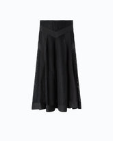 Jupe midi évasée en dentelle avec empiècements - Noir | Pinko