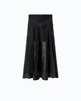 Gonna midi svasata in pizzo con inserti - Nero | Pinko