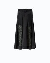 Gonna midi svasata in pizzo con inserti - Nero | Pinko