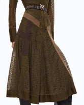 Abito midi chemisier in pizzo con inserti - | Pinko