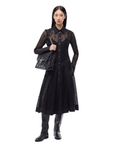 Abito midi chemisier in pizzo con inserti - Nero | Pinko