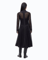 Abito midi chemisier in pizzo con inserti - Nero | Pinko