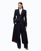 Abrigo largo de paño de mezcla de lana - Azul oscuro | Pinko
