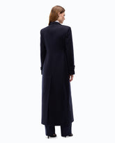 Abrigo largo de paño de mezcla de lana - Azul oscuro | Pinko