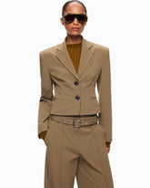Slim-fit cropped blazer - Green | Pinko
