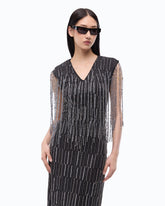 Abito lungo con cristalli e paillettes - Nero | Pinko