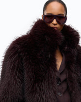 Cropped-Jacke in Pelzoptik mit hohem Kragen - Lila | Pinko