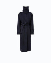 Fully rhinestoned long wool coat - | Pinko