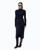 Robe midi en laine à jupe rayée - | Pinko