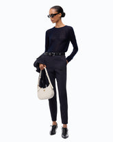 Skinny-fit trousers in two-way stretch fabric - Dark Blue | Pinko