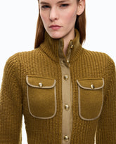 Ribbed cardigan with pockets - Green | Pinko
