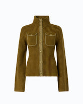 Ribbed cardigan with pockets - Green | Pinko