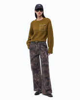 Pullover in Rippstrick mit Brusttasche - Grün | Pinko