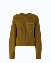 Pullover in Rippstrick mit Brusttasche - Grün | Pinko