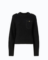 Sweter ściągaczowy z kieszonką - Czarny | Pinko