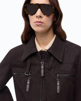 Giubbino cropped effetto pelle nabuk - Marrone | Pinko