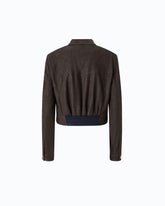 Giubbino cropped effetto pelle nabuk - Marrone | Pinko