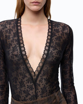 Floral stretch lace bodysuit - | Pinko