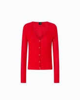 Cardigan a coste con bottoni - | Pinko