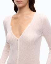 Cardigan a coste con bottoni - Bianco | Pinko