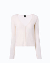Cardigan a coste con bottoni - Bianco | Pinko
