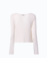Cardigan a coste con bottoni - Bianco | Pinko