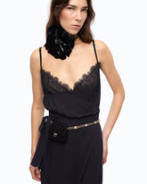 Midikleid mit Details aus Spitze - Dunkelblau | Pinko