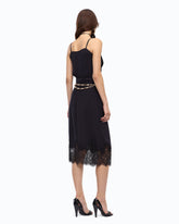 Abito midi con dettagli in pizzo - Blu scuro | Pinko