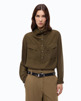 Blusa con tasche e bottoni - Verde Militare | Pinko
