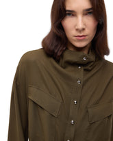 Blouse with pockets and buttons - Military Green | Pinko