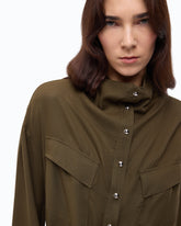 Blusa con tasche e bottoni - Verde Militare | Pinko