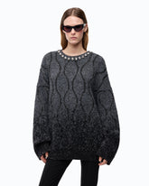 Pull à col bijou et micro-paillettes - Multicolore Gris-Noir | Pinko