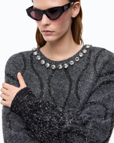 Pull à col bijou et micro-paillettes - Multicolore Gris-Noir | Pinko