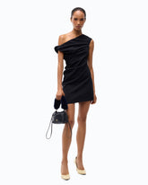 Slim-fit mini dress with draping - Black | Pinko