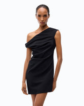 Slim-fit mini dress with draping - Black | Pinko