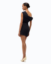 Slim-fit mini dress with draping - Black | Pinko