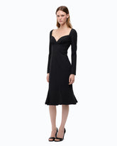Eng anliegendes Midikleid mit Herzausschnitt und Rüschen - Schwarz | Pinko