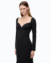 Eng anliegendes Midikleid mit Herzausschnitt und Rüschen - Schwarz | Pinko
